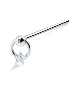 Ring Star Shaped Silver Straight Nose Stud NSKA-445